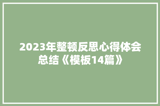 2023年整顿反思心得体会总结《模板14篇》 管理论文