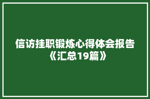 信访挂职锻炼心得体会报告《汇总19篇》 策划方案