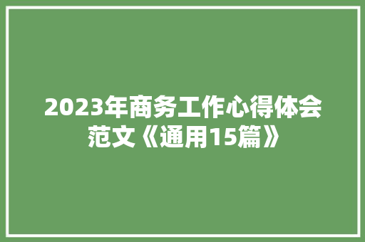 2023年商务工作心得体会范文《通用15篇》 承诺书