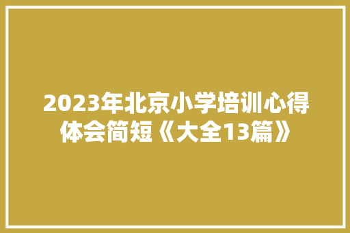2023年北京小学培训心得体会简短《大全13篇》 英文简历