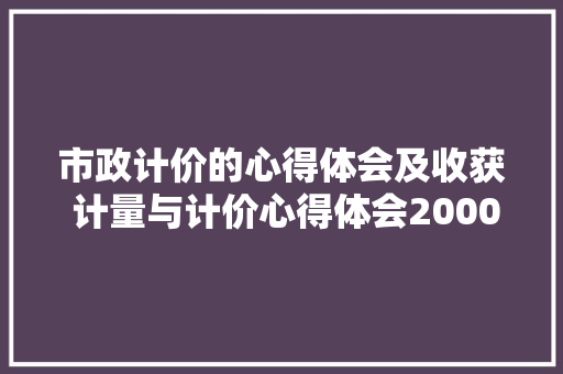 市政计价的心得体会及收获 计量与计价心得体会2000字《7篇》 个人简历