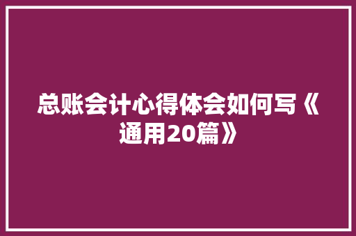 总账会计心得体会如何写《通用20篇》 简历