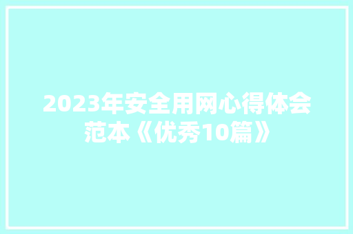 2023年安全用网心得体会范本《优秀10篇》 面试技巧