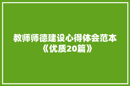 教师师德建设心得体会范本《优质20篇》 简历