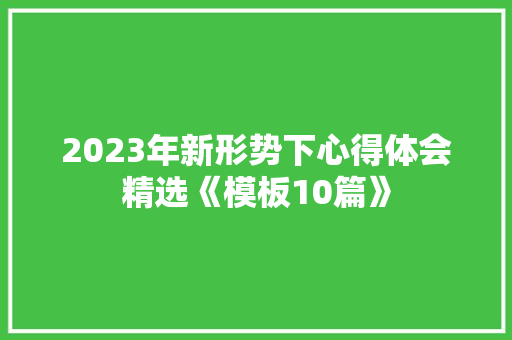 2023年新形势下心得体会精选《模板10篇》 办公写作