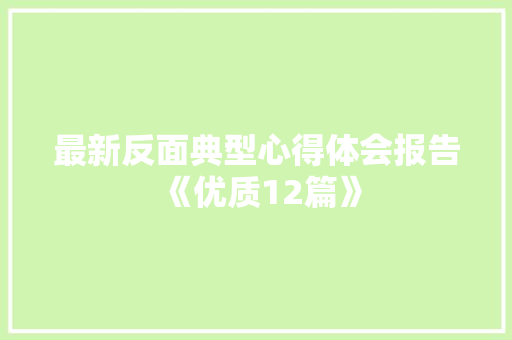 最新反面典型心得体会报告《优质12篇》 承诺书