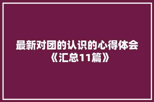 最新对团的认识的心得体会《汇总11篇》 表扬书