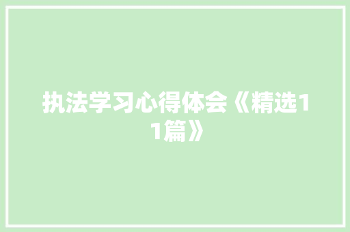 执法学习心得体会《精选11篇》 计算机论文