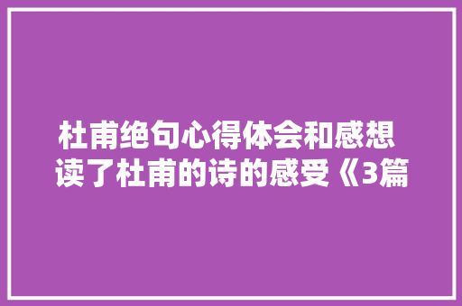 杜甫绝句心得体会和感想 读了杜甫的诗的感受《3篇》 简历