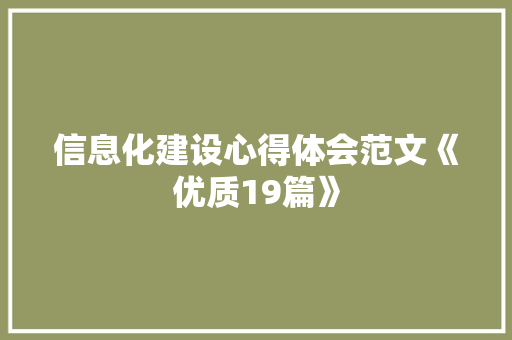 信息化建设心得体会范文《优质19篇》 承诺书