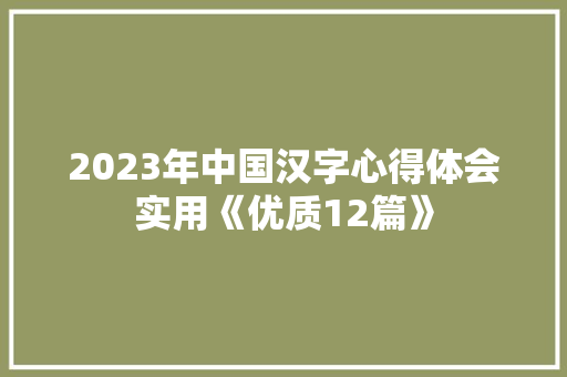 2023年中国汉字心得体会实用《优质12篇》 公证书