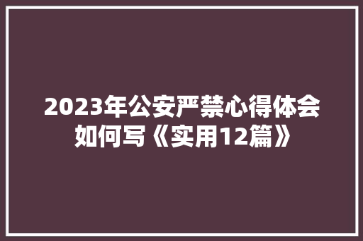2023年公安严禁心得体会如何写《实用12篇》 管理论文