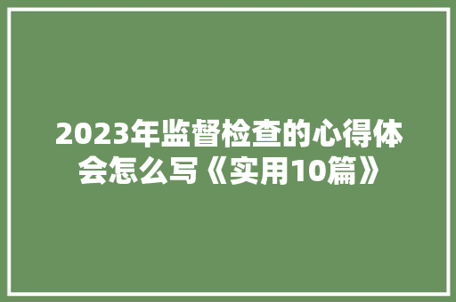 2023年监督检查的心得体会怎么写《实用10篇》 英文简历