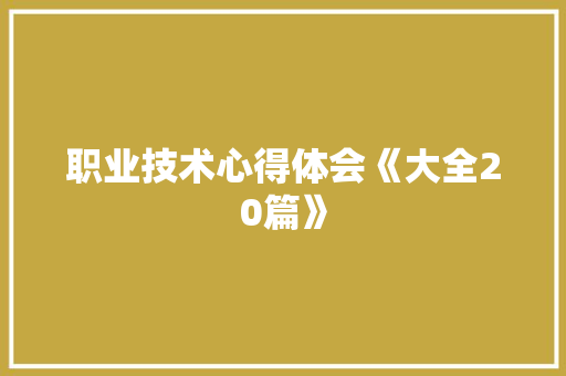 职业技术心得体会《大全20篇》 计算机论文