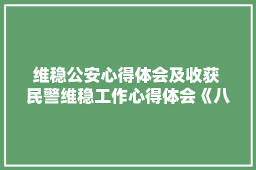 维稳公安心得体会及收获 民警维稳工作心得体会《八篇》 文秘写作