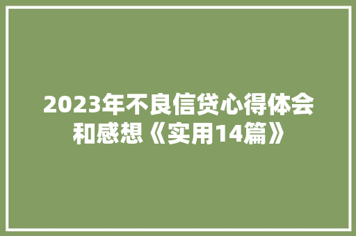 2023年不良信贷心得体会和感想《实用14篇》 文秘写作