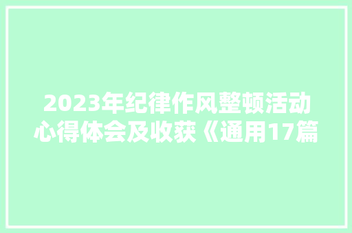 2023年纪律作风整顿活动心得体会及收获《通用17篇》 策划方案