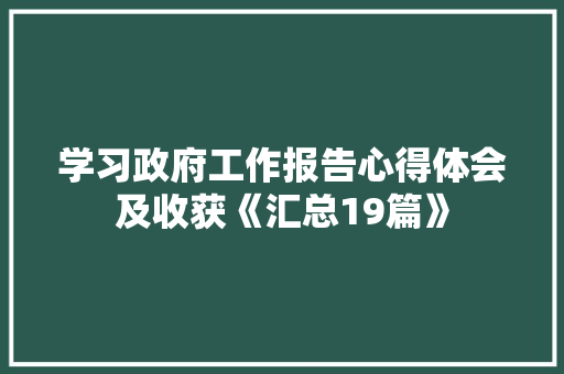 学习政府工作报告心得体会及收获《汇总19篇》 面试技巧