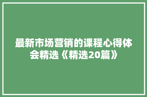 最新市场营销的课程心得体会精选《精选20篇》 英文简历