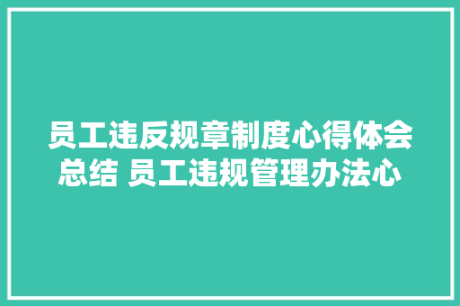 员工违反规章制度心得体会总结 员工违规管理办法心得《五篇》 承诺书