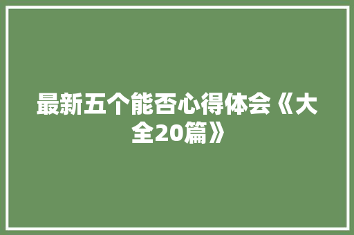 最新五个能否心得体会《大全20篇》 条剧书信