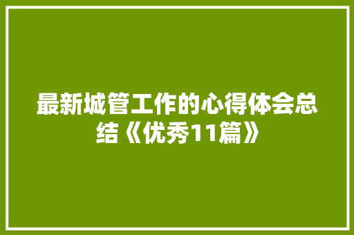 最新城管工作的心得体会总结《优秀11篇》 策划方案