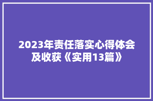 2023年责任落实心得体会及收获《实用13篇》 英文简历