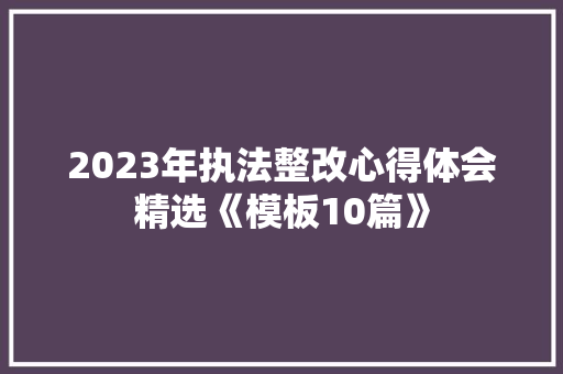 2023年执法整改心得体会精选《模板10篇》 承诺书