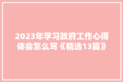 2023年学习政府工作心得体会怎么写《精选13篇》 策划方案