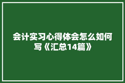 会计实习心得体会怎么如何写《汇总14篇》 简历资料