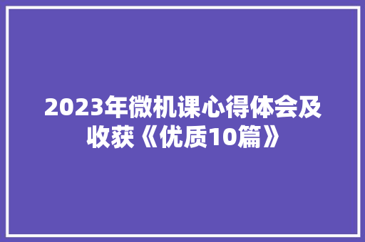 2023年微机课心得体会及收获《优质10篇》 文秘写作