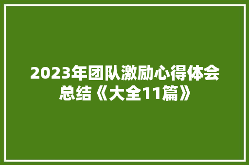 2023年团队激励心得体会总结《大全11篇》 英文简历