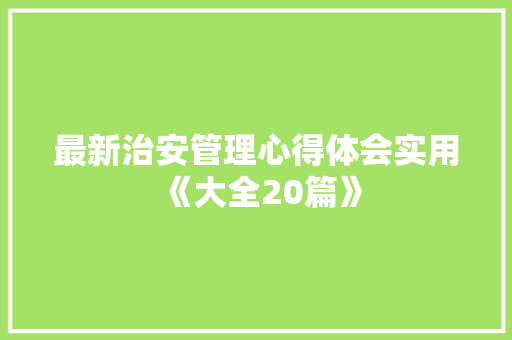 最新治安管理心得体会实用《大全20篇》 个人简历