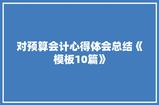 对预算会计心得体会总结《模板10篇》 计算机论文