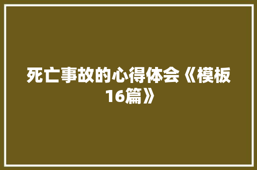死亡事故的心得体会《模板16篇》 表扬书