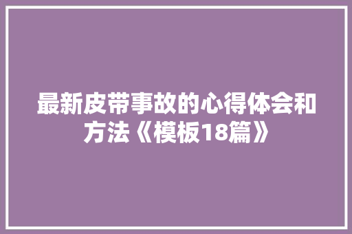 最新皮带事故的心得体会和方法《模板18篇》 承诺书