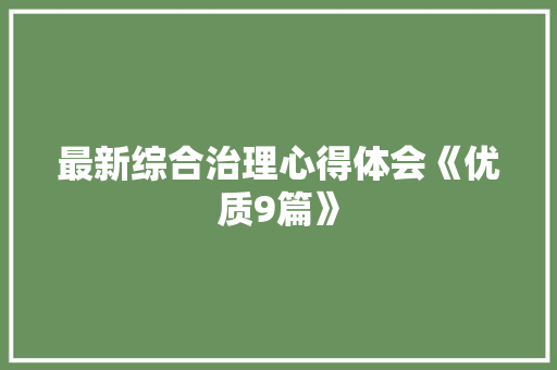 最新综合治理心得体会《优质9篇》 简历资料
