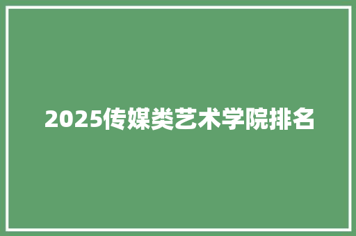 2025传媒类艺术学院排名 条剧书信