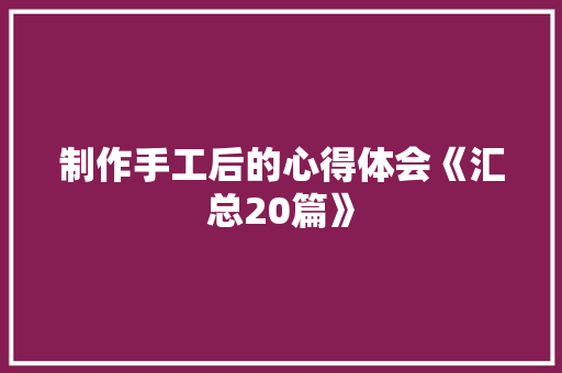制作手工后的心得体会《汇总20篇》 毕业设计