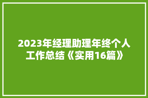 2023年经理助理年终个人工作总结《实用16篇》 承诺书