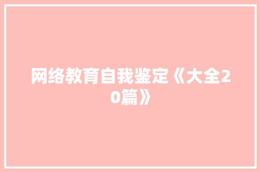 网络教育自我鉴定《大全20篇》 英文简历