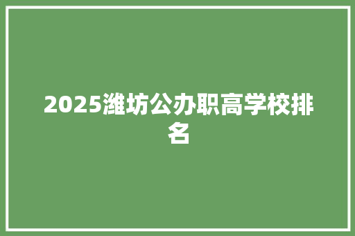 2025潍坊公办职高学校排名 表扬书