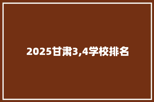 2025甘肃3,4学校排名 管理论文