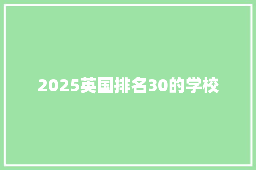 2025英国排名30的学校 办公写作