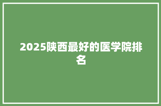 2025陕西最好的医学院排名 计算机论文