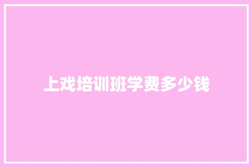 上戏培训班学费多少钱 公证书