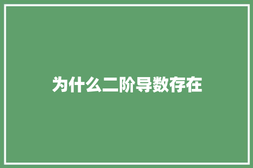 为什么二阶导数存在 办公写作