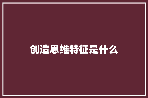 创造思维特征是什么 管理论文