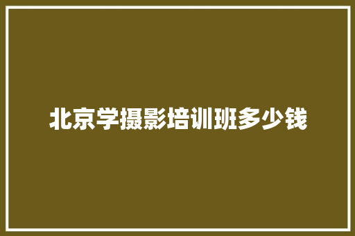 北京学摄影培训班多少钱 条剧书信