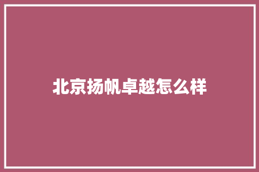 北京扬帆卓越怎么样 个人简历